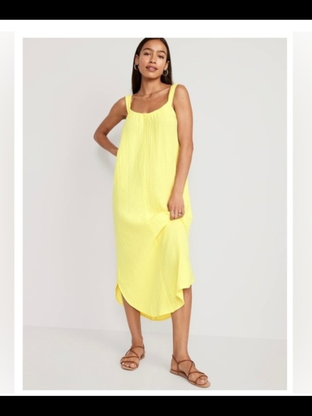 Old Navy Sunlit Yellow Sleeveless Midi Dress💛super Cute Over A Bathing Suite